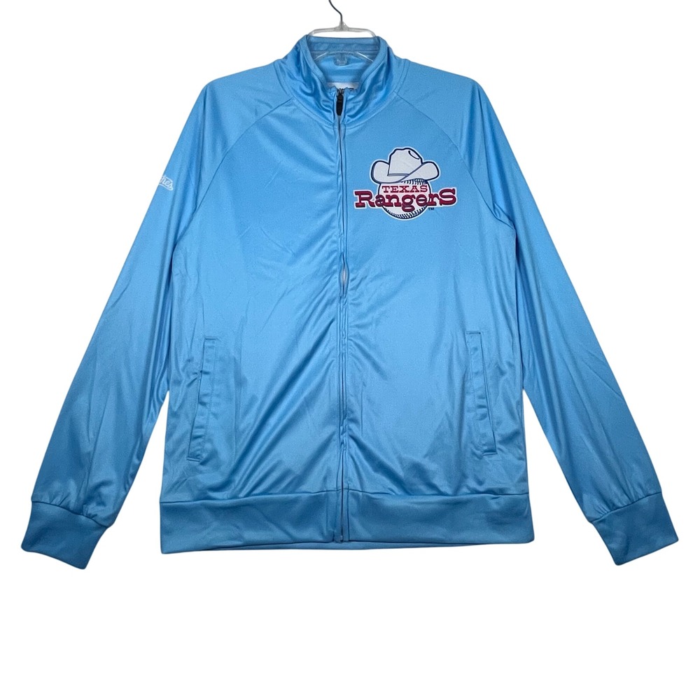 Texas Rangers Stitches MLB Baseball Track Jacket Full Zip Light‎ Blue Small